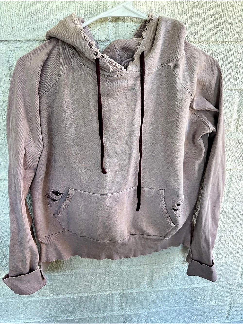 Frank & Eileen Pink Distressed Hoodie Size Small